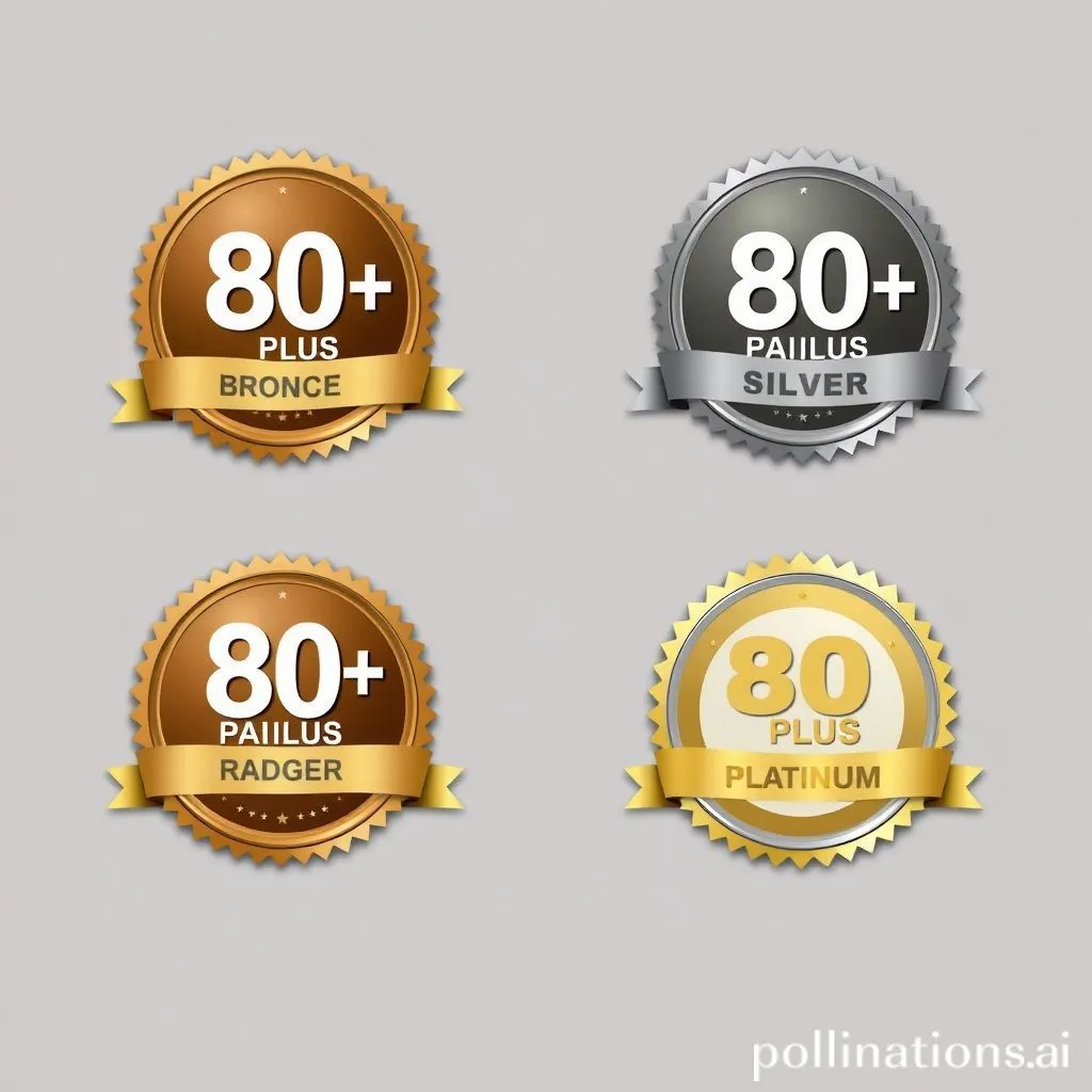 80 Plus Bronze, Silver, Gold, Platinum efficiency ratings badges