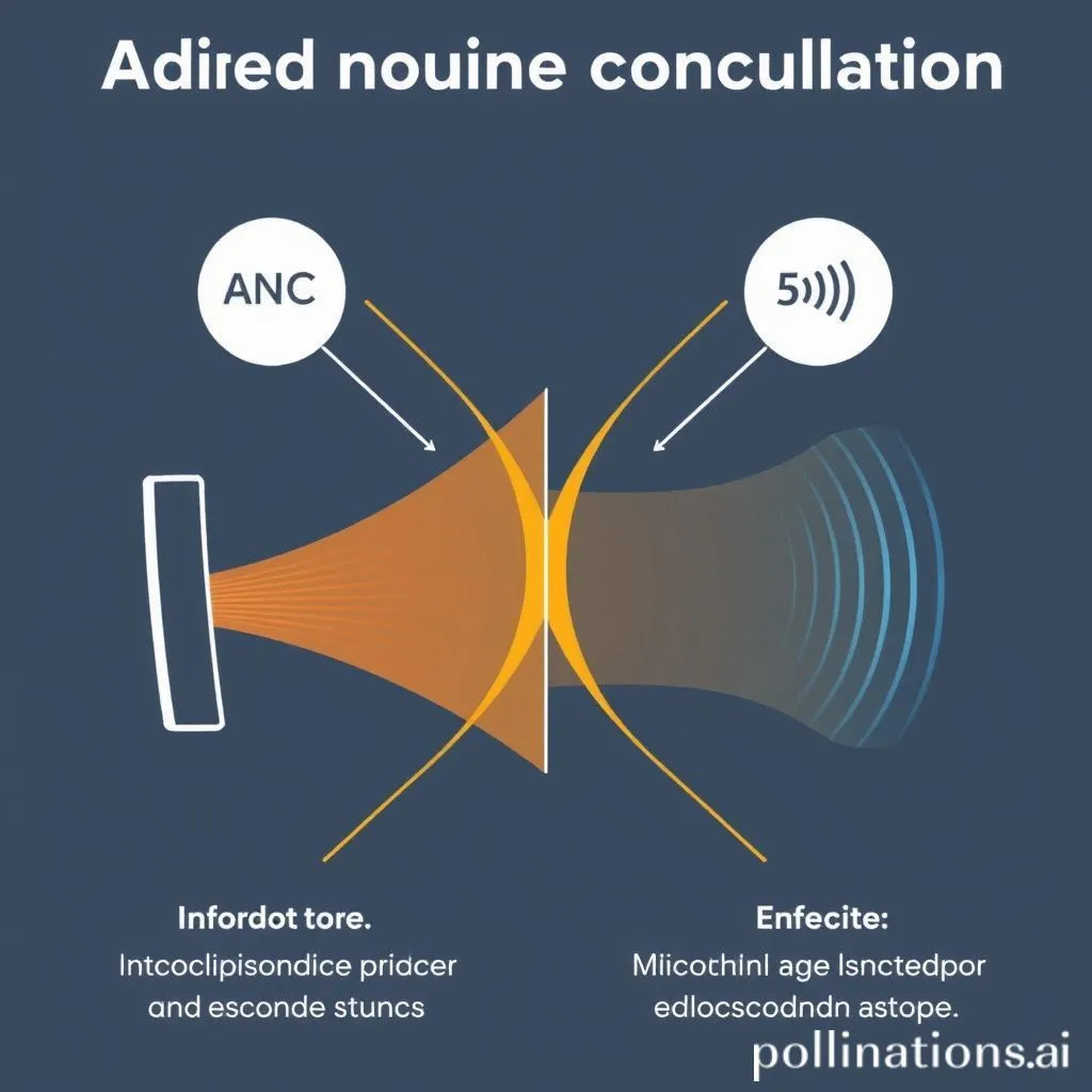 Diagram illustrating how active noise cancellation (ANC) works with sound waves