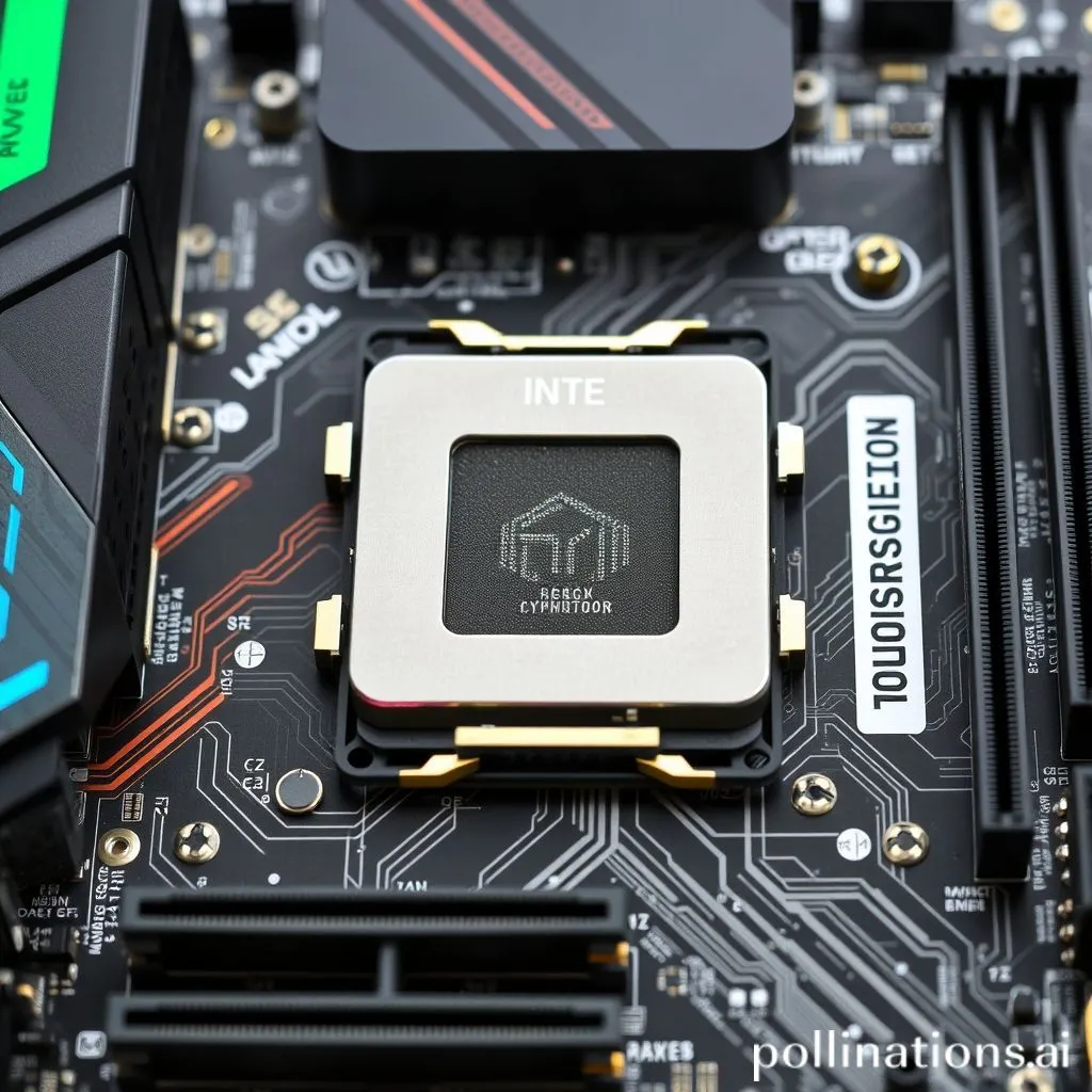 A modern gaming motherboard with CPU socket and RAM slots