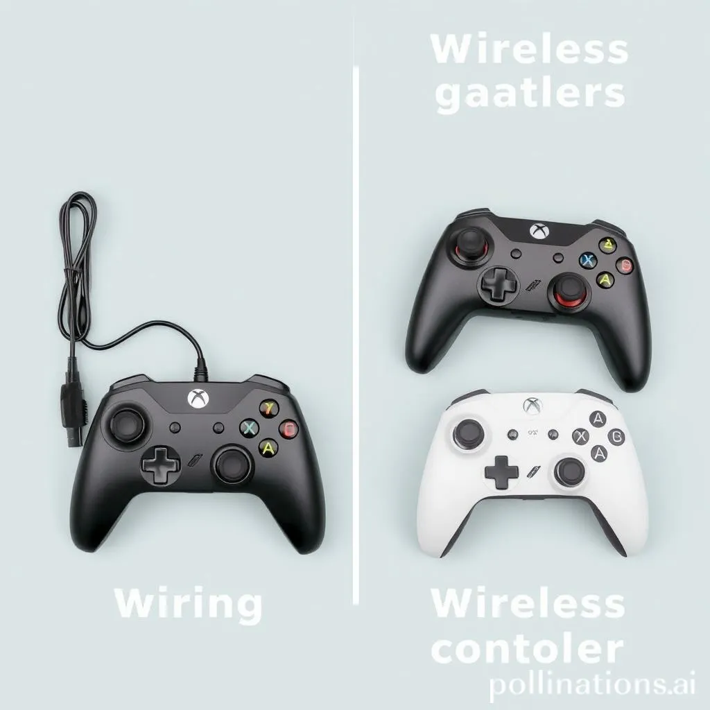 Comparison of a wired gaming controller and a wireless gaming controller