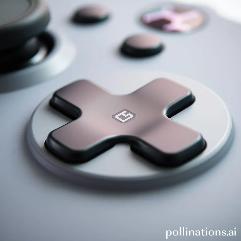 Close-up of a gaming controller's D-pad and analog sticks