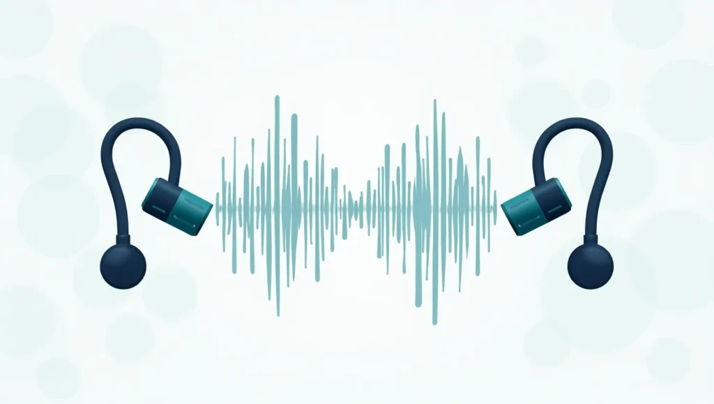 Diagram showing how Active Noise Cancellation (ANC) technology works in earbuds