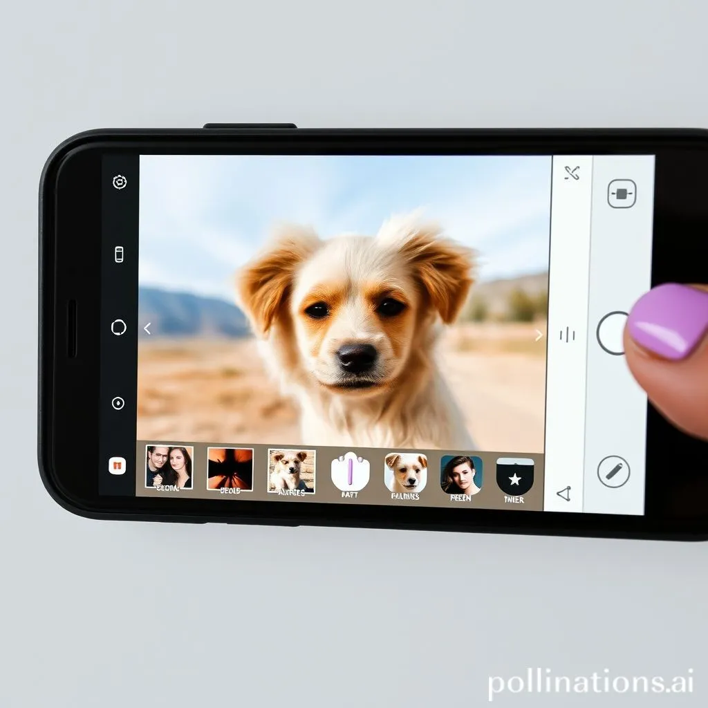 A smartphone displaying a photo being edited in a mobile editing app with various sliders
