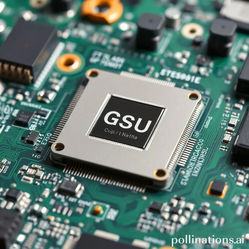 Laptop motherboard showing integrated GPU chip