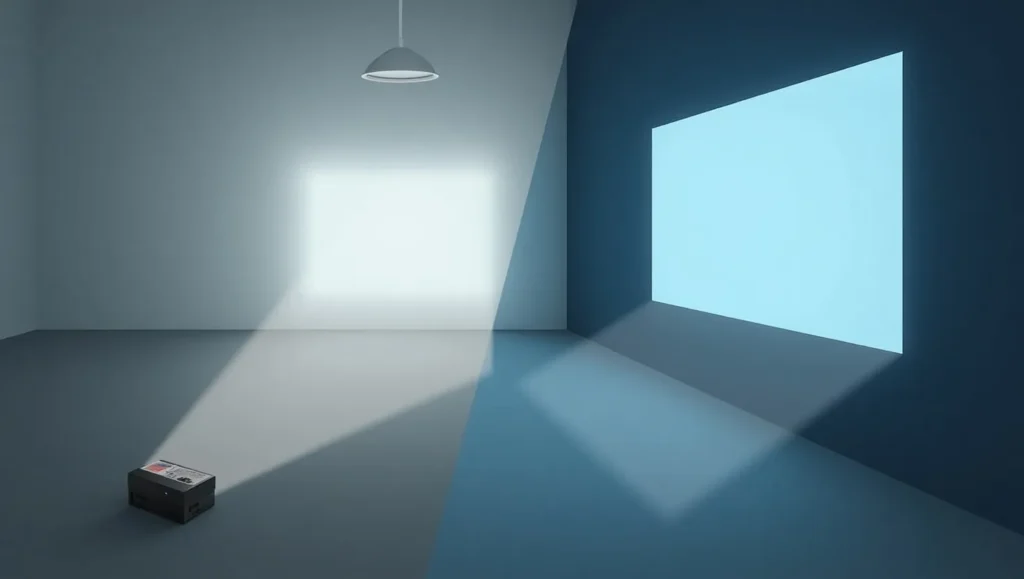 Portable projector brightness comparison: low vs high lumens