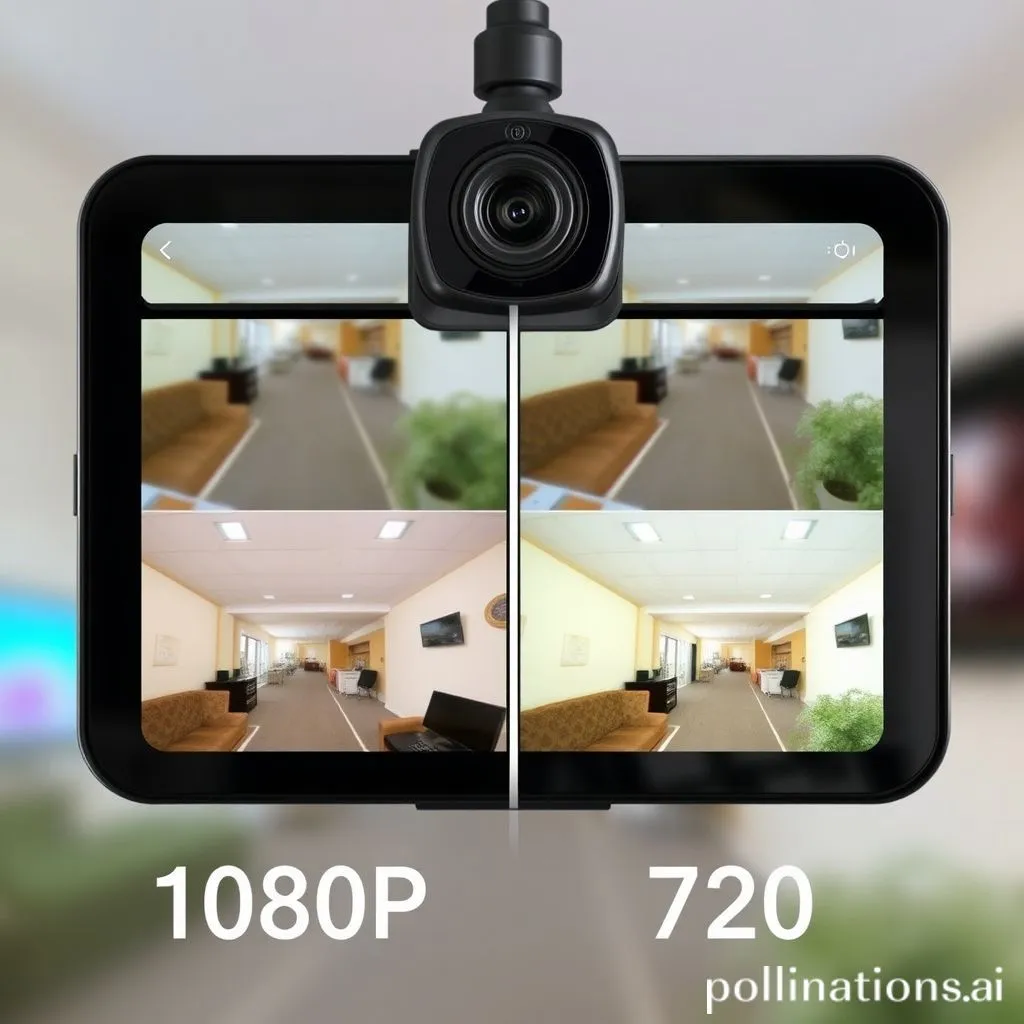 Webcam displaying different video resolutions like 1080p and 720p, showing clarity difference
