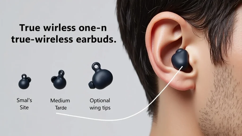 Secure and comfortable fit of a noise-cancelling earbud with different ear tip options