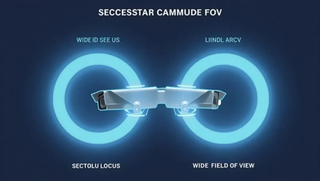 Security camera field of view (FoV) illustration: wide vs. narrow