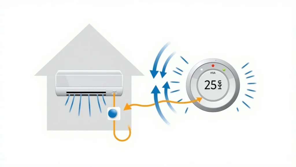 Smart thermostat connected to home HVAC system for climate control