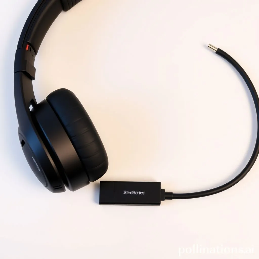 SteelSeries Arctis 7+ Wireless Gaming Headset with its USB-C dongle