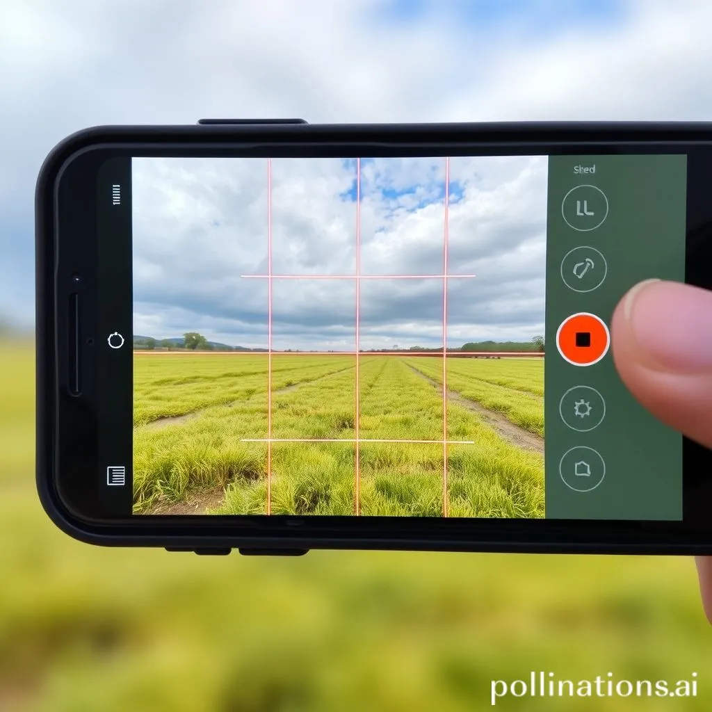 Smartphone camera screen showing grid lines for Rule of Thirds composition
