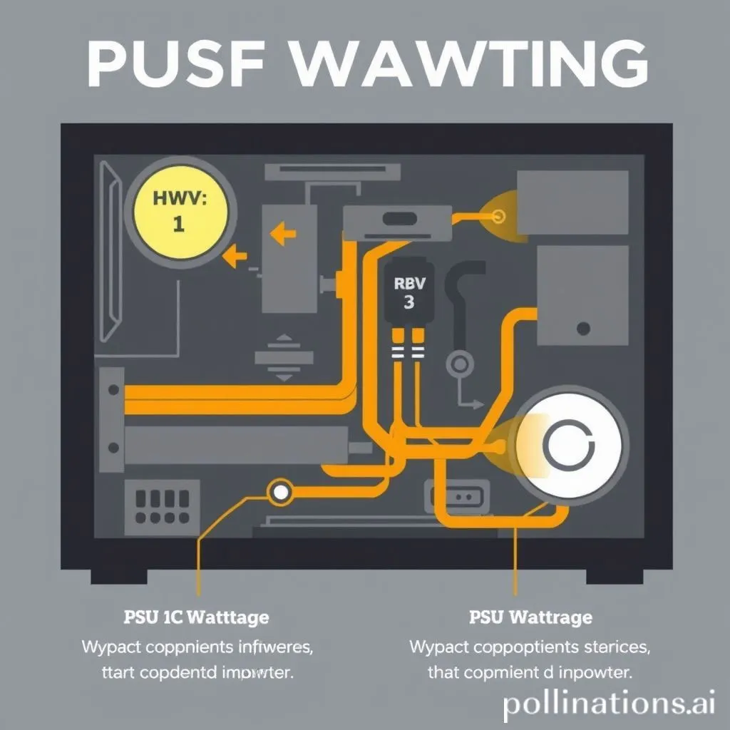 Diagram showing PSU wattage and typical components it powers in a PC